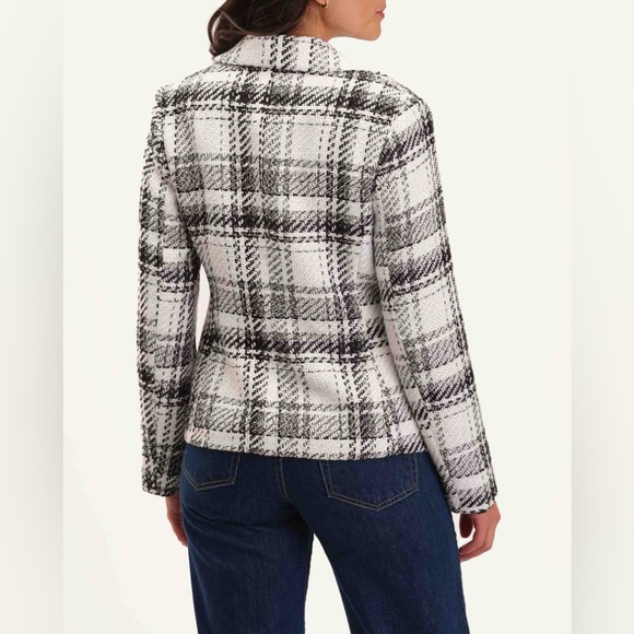 ❤️❤️Nwt ELIE TAHARI tweed Plaid Two Button Notch Collar Jacket❤️❤️ - Picture 3 of 3